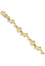 good-looking gold dolphin and shell chain bracelet for children